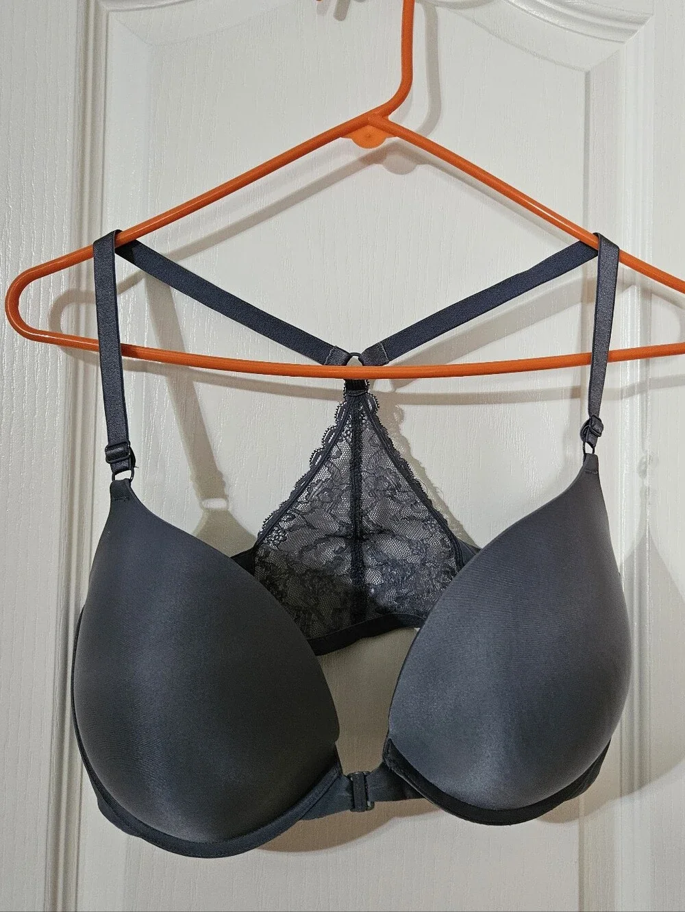 Victoria's Secret Charcoal Gray Lace Racerback T-Shirt Bra